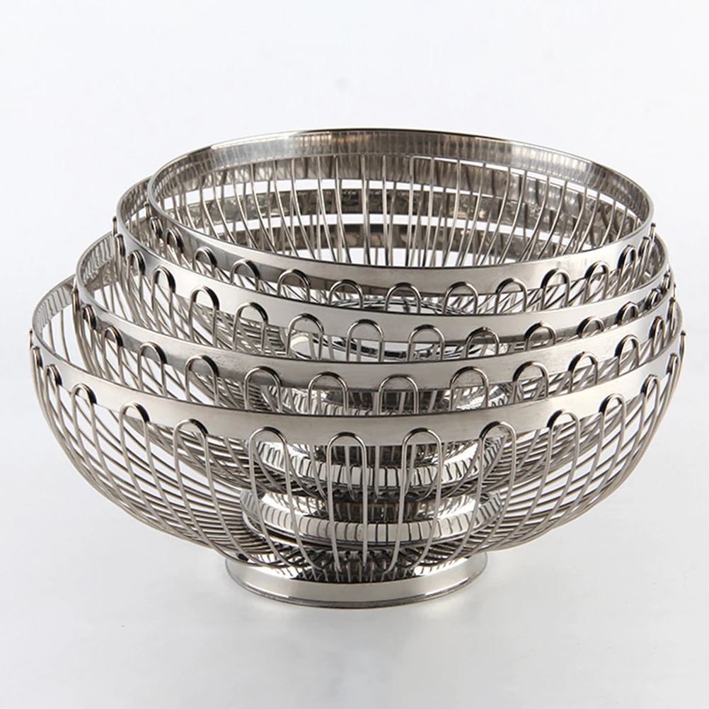 

Stainless Steel Fruit Basket Hollow Out Kitchen Vegetable Storage Bowl Large Capacity Wire Vegetable Basket Fruit Bowl Washing