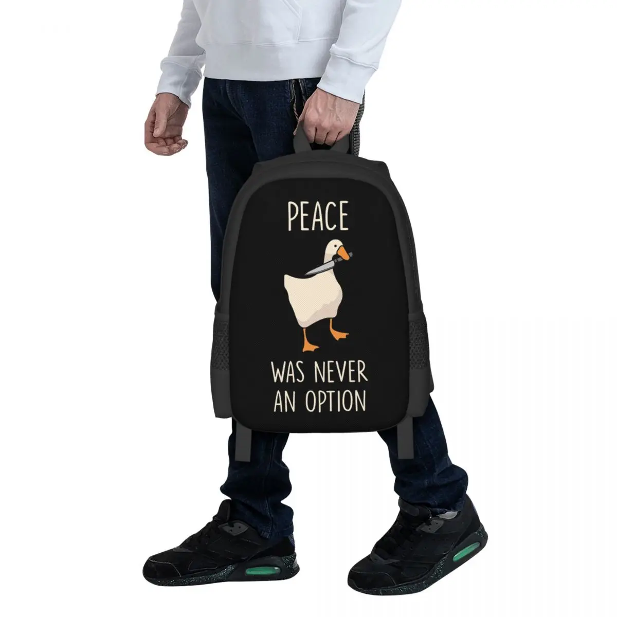 

Goose Goose Peace Was Never An Option Student Backpack School Bag Hiking Travel Daypack for Men Women Bookbag Shoulder Bags