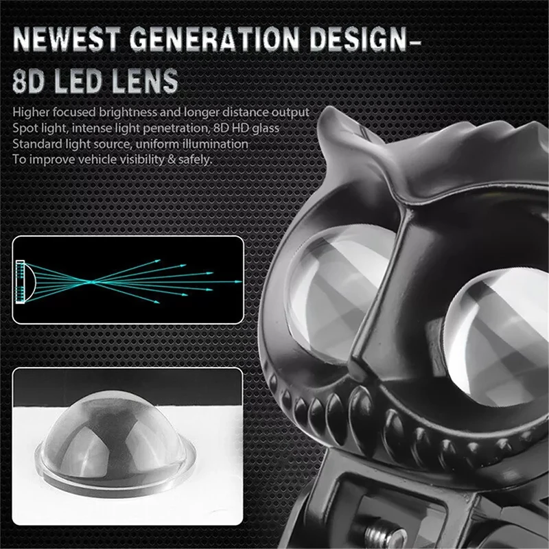 1PC LED motorcycle light binocular owl dual color small steel cannon electric light modification LED light