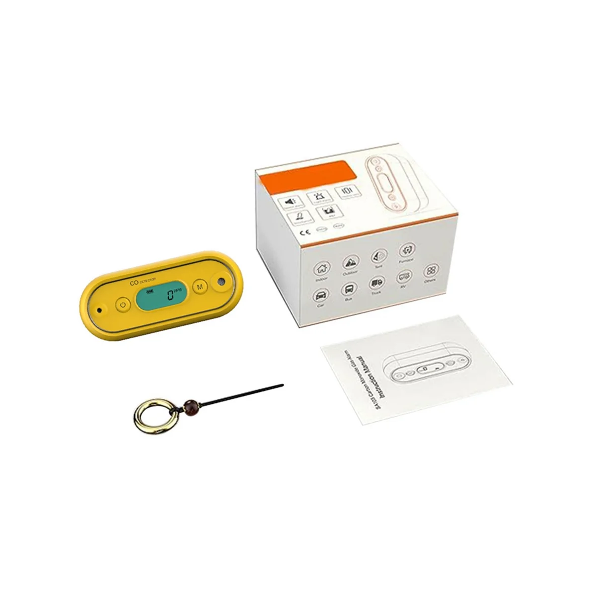 

Carbon Monoxide Detector Portable Carbon Monoxide Detector Waterproof Gas Alarm Yellow for Vehicles, Aviation, Camping