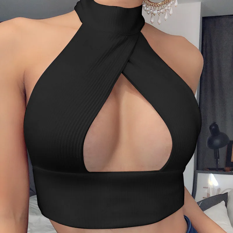 2024 Scarf Elastic Small Vest Women's Nightclub Slim-fit Solid Color Sexy Backless Chest Wrap Butterfly Top