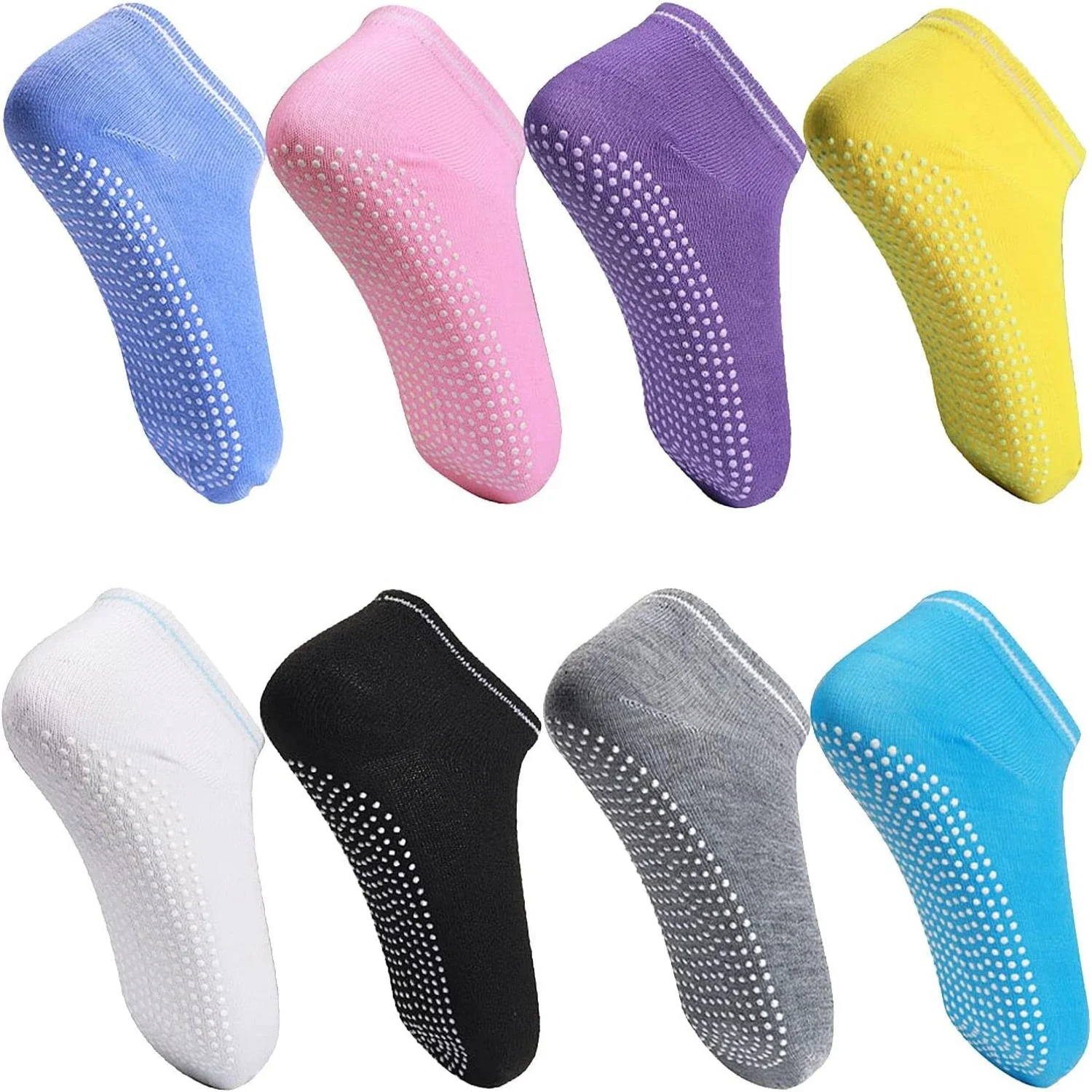 

perience Unparalleled Comfort and Stability in Stylish SAIJINZHI Yoga Socks - Set of 8 Non-Slip Multicolor Grippers - Ideal for