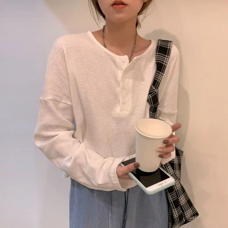 

Long Sleeve T-shirts Womens Minimalist Cotton Tops Relaxed Fit Oversized Stretch Fabric Comfortable Soft Daily Fall Retro