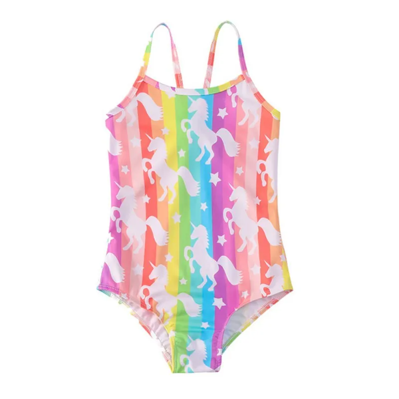 Girls One Pieces Swimsuit Cute Swimwear Bathing Suits Multicolor Kids Sport Summer Beach Swimwear 2-8 Years