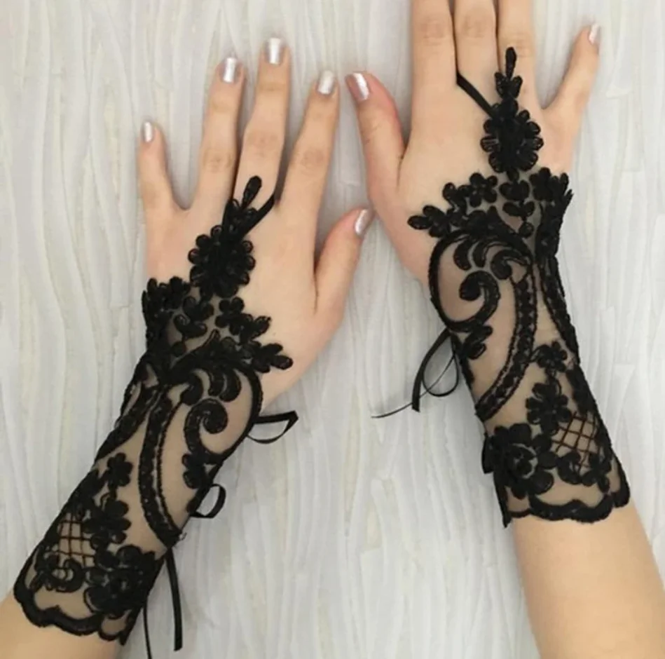 New Women Wedding Fingerless Gloves Lace White Black High Quality Wedding Gloves Mittens Accessory Girl Party Sexy Gloves Guante