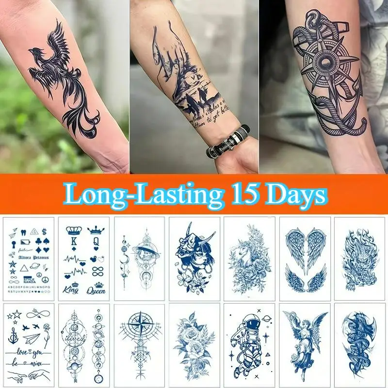 

Long-Lasting 15 Days,Waterproof Temporary Tattoos for Men Women,Tattoo Stickers,Semi-Permanent Fake Tattoo,New Technology Magic