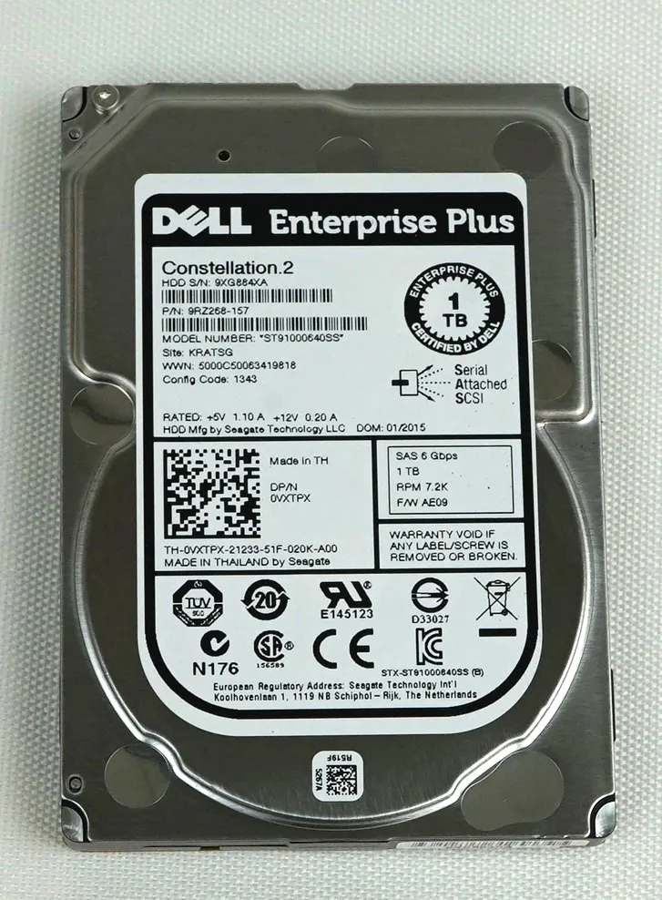 

Внутренний жесткий диск Dell VXTPX Seagate Constellation2 ST91000640SS 1 ТБ — 25 дюймов — ближняя линия SAS (NL-SAS) — восстановленный