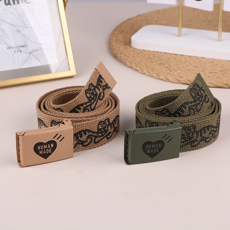 Women Canvas Belt Casual Waistband With Tiger Buckle Belt Outdoor Girl Belts Jeans Belt Waist Strap Cute Catoon Cloth Accessorie