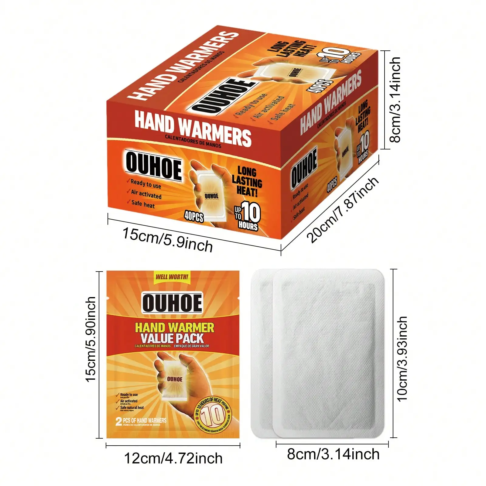 40 Pack Hand Warmers - One-Time Use Body/Abdomen Warming Pads, Providing Long-Lasting Warmth Throughout The Winter. Portable Adhesive Heating Packs, Suitable For Use In Offices, Outdoors Skiing, And Travel. Convenient To Carry