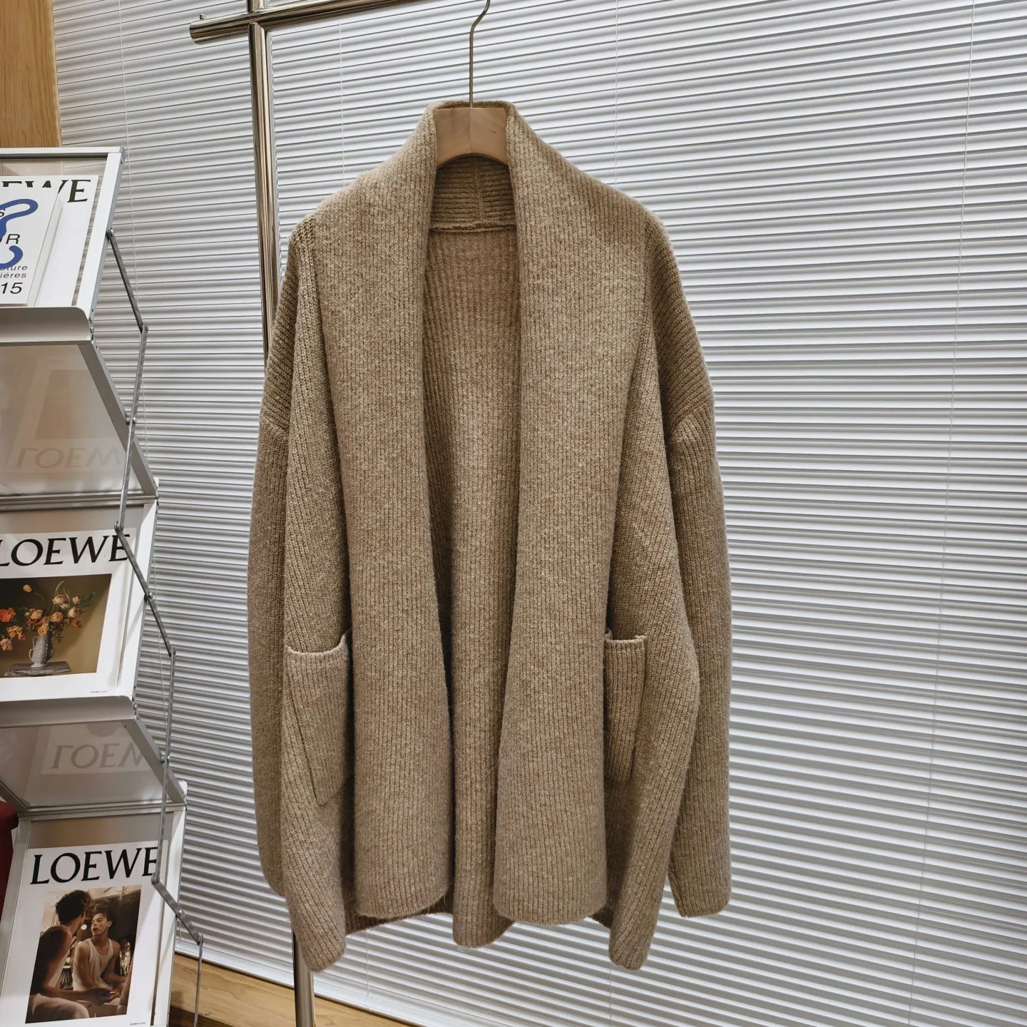 

SuperAen Loose Knitted Cardigan for Women Autumn and Winter New Mid-length Sweater Fashion Scarf Collar Thick Coats