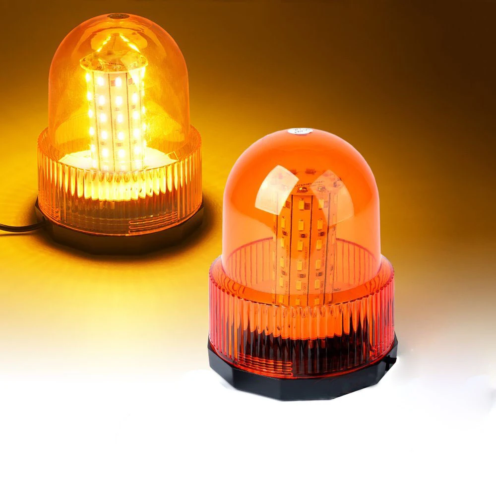 

LED 12V 24V Red Yellow Blue Car Vehicle Police Beacon Light Rotating Emergency Warning Light, Amber Lens