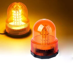 LED 12V 24V Red Yellow Blue Car Vehicle Police Beacon Light Rotating Emergency Warning Light, Amber Lens