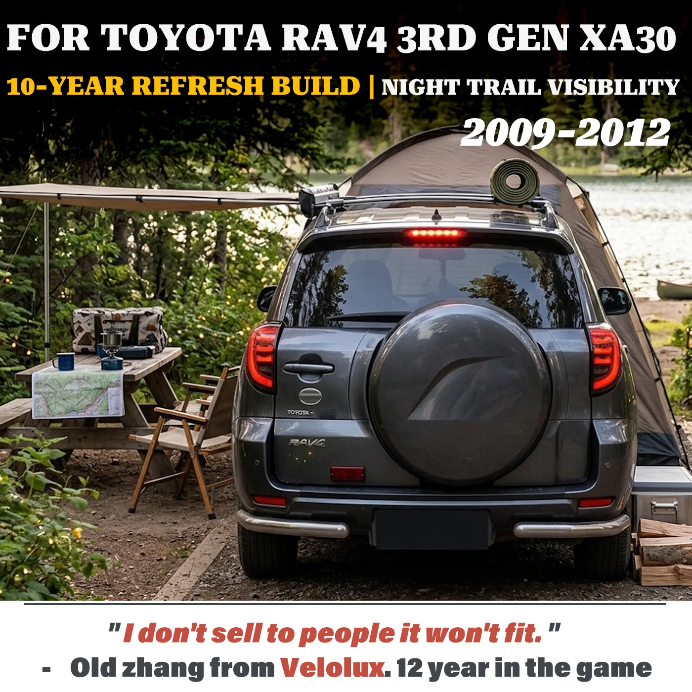 Modernized Smoked LED Tail Light Assembly for Toyota RAV4 3rd Gen XA30 2009-2012 Replacement Dynamic Sweeping Turn Error-Free