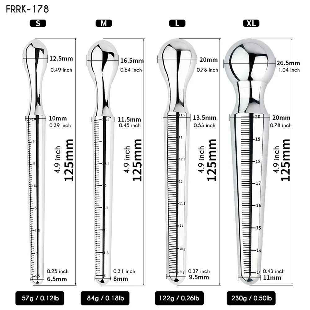 FRRK Metal Penis Plug Male Catheters Sounds BDSM Sex Shop Adult Toys Cock Dilator Stainless Steel Urethral Sounding Tool for Man