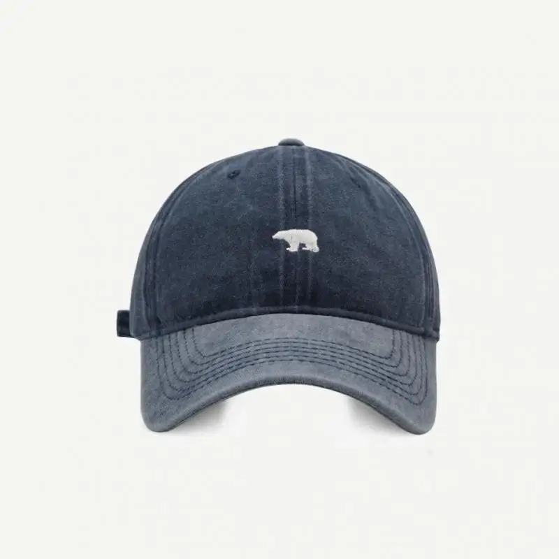 Koreanische Retro gewaschene Baseballkappe Bär Stickerei Unisex verstellbare Mütze für Männer und Frauen Frühling Sommer Reise Sonnenschutz