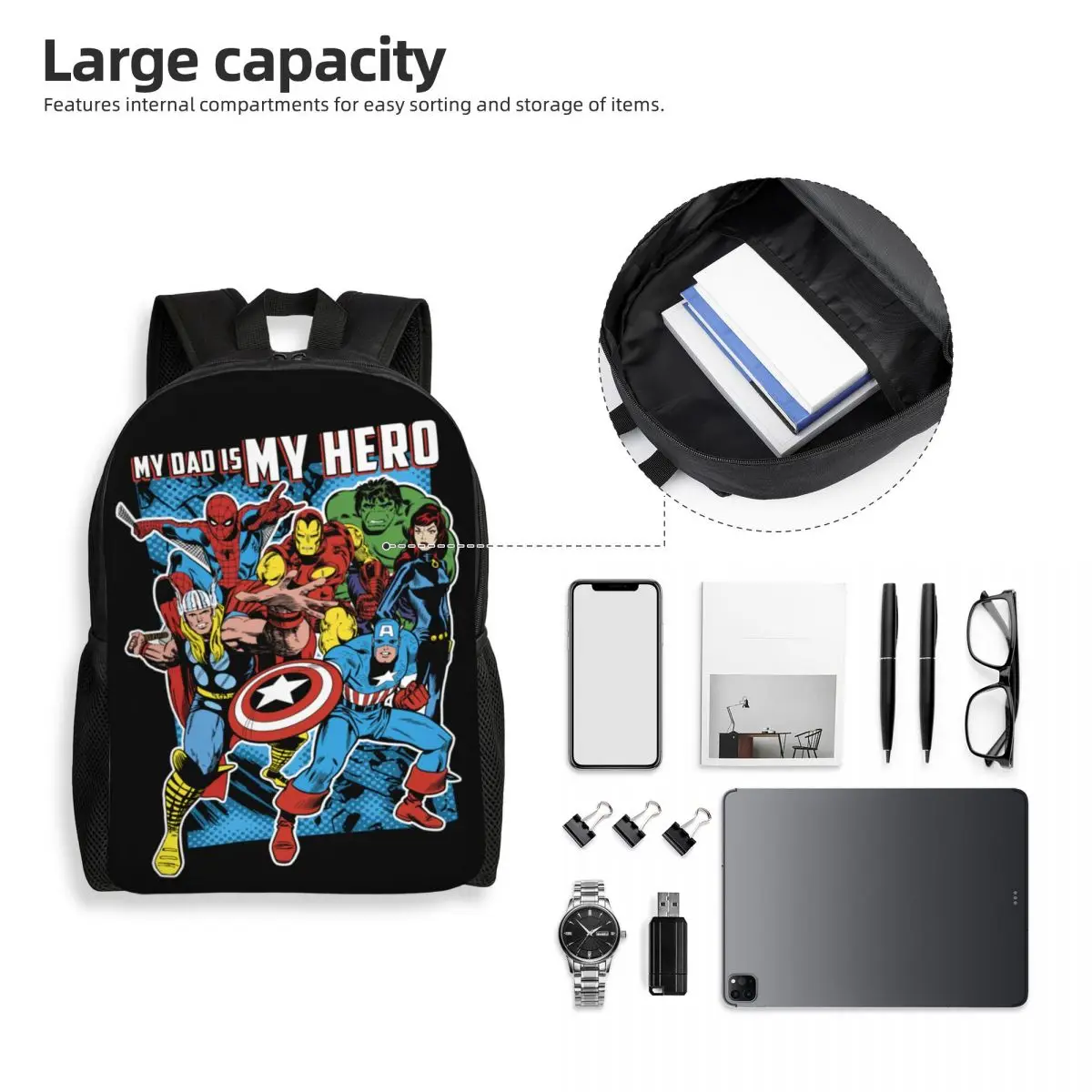 Custom Hulk Avengers Hero Dad Travel Backpack Women Men School Computer Bookbag College Student Daypack Bags