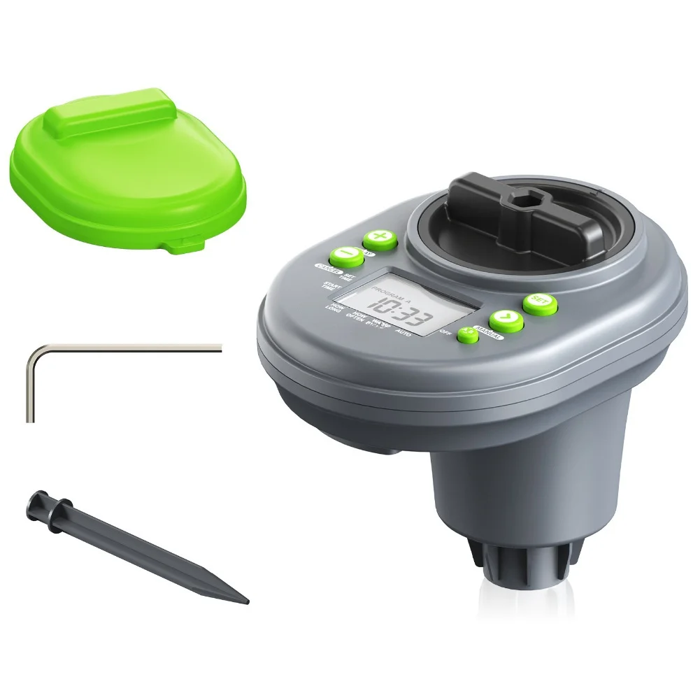 Water Timer Controller for Outdoor Garden Hose Systems with Rain Detection and Adjustable Interval Programming