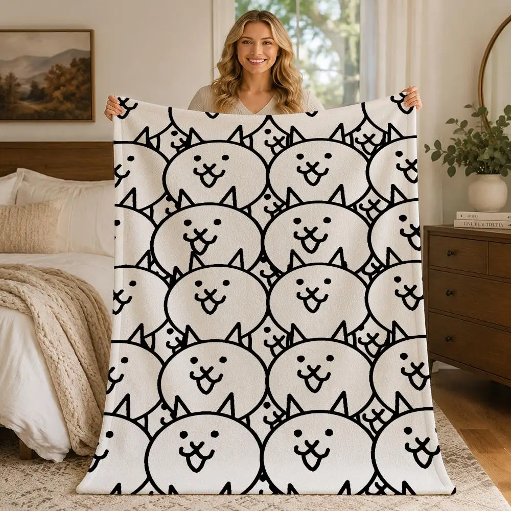 Game Strategy The Battle Cats Throw Blankets Soft Warm Flannel Blanket Bedding for Bed Living room Home Sofa