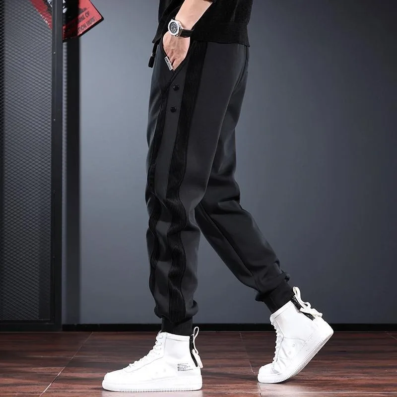 سراويل كاجوال أمريكية مرنة عالية الخصر للرجال، ملابس عصرية متعددة الاستخدامات وقفل الساق وفضفاضة #2