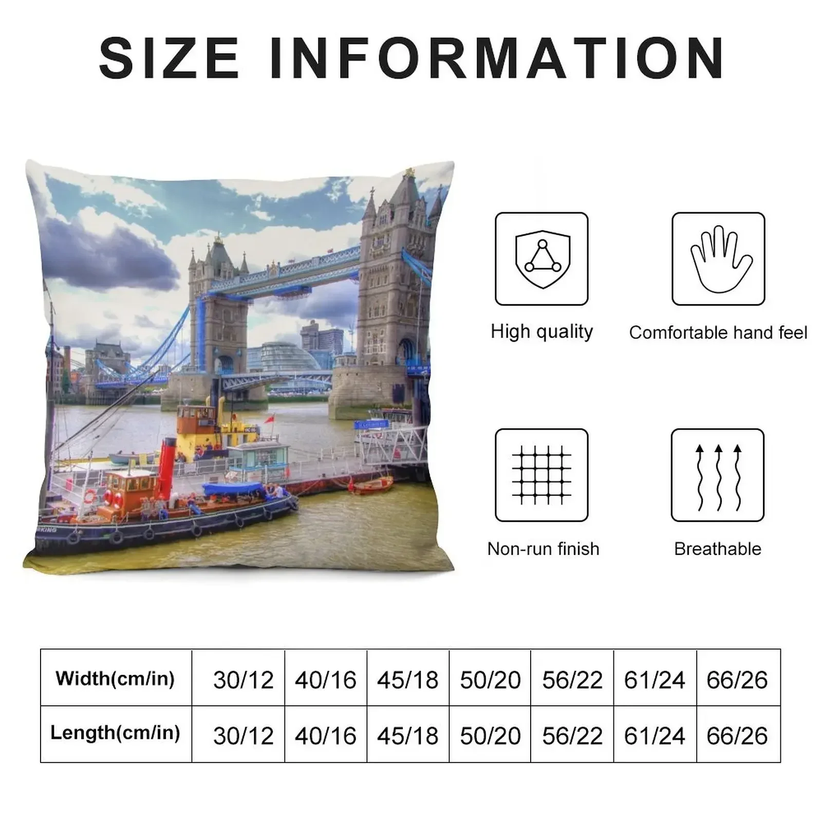 Steam Tug 'Barking' on the Thames at Tower Bridge - HDR Throw Pillow Covers For Sofas Plaid Sofa anime girl pillow