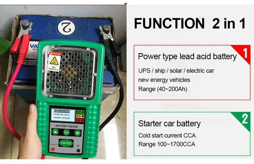 DUOYI DY226A 6V 12V Car Battery Tester 3 In 1 Traction DC Auto Power Load Starting Charge CCA Test Tool Battery Measurement Tool