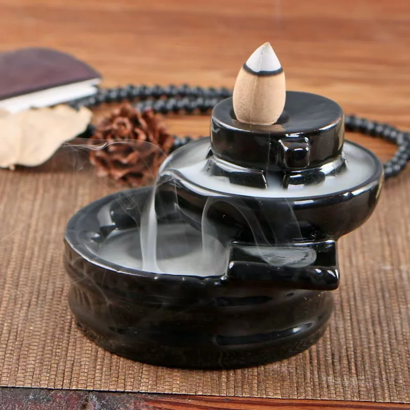 Backflow Incense Burner for Indoor Use, Creative Incense Burner for Good Fortune, Suitable for Zen Tea Rooms, Living Rooms, Gardens, and Offices, Minimalist Decor