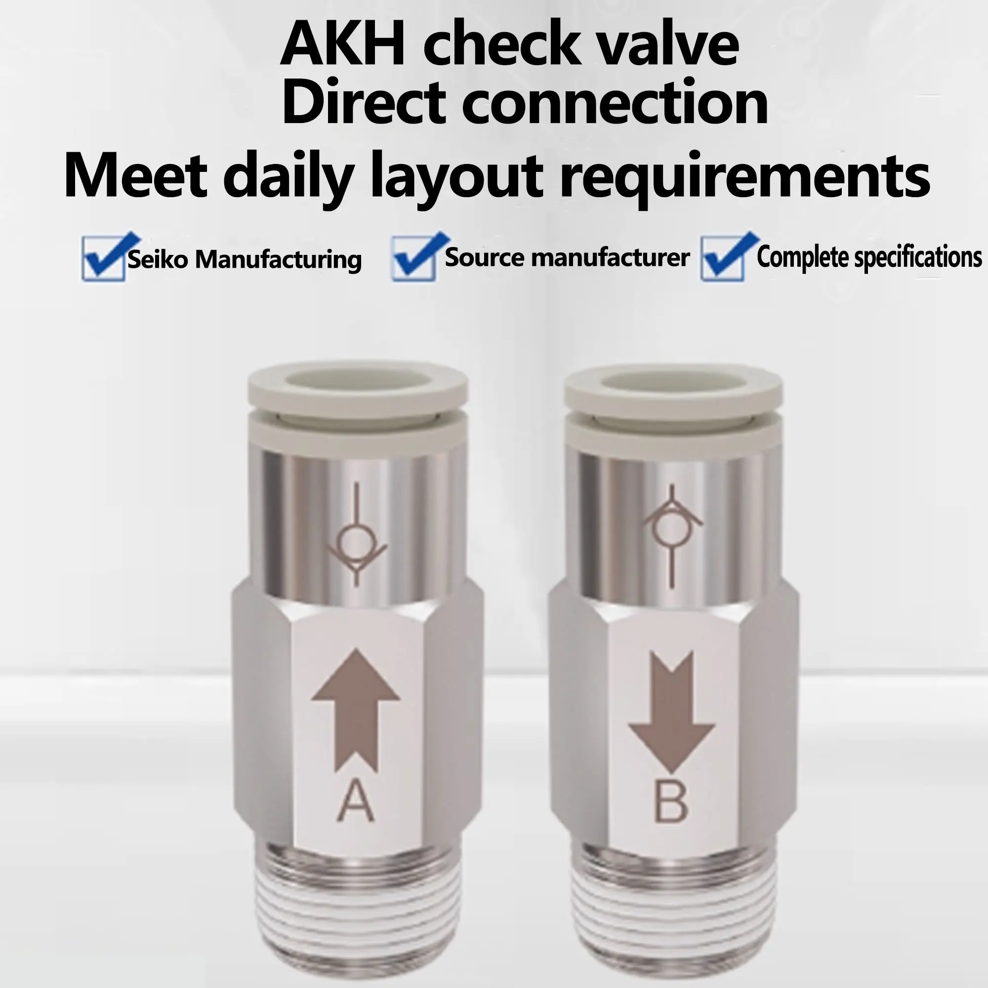 2PCS Pneumatic Check Valve AKH-B AKB M5 1/8 1/4 3/8 1/2