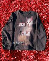 Harajuku Kawaii Cat Pattern Printed Long Sleeved T-shirt Y2K Gothic Fashion Round Neck Oversized Pullover Casual Streetwear