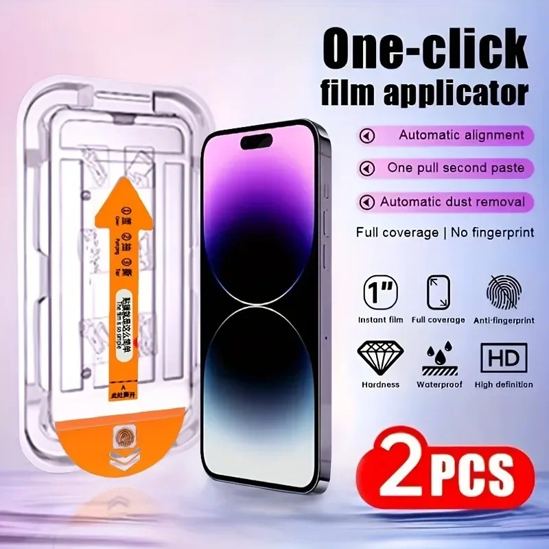 

Tempered Glass Screen Protector For IPhone Auto Dust-Elimination HD Clear Easy One-Click Installation Dynamic Island Compatible