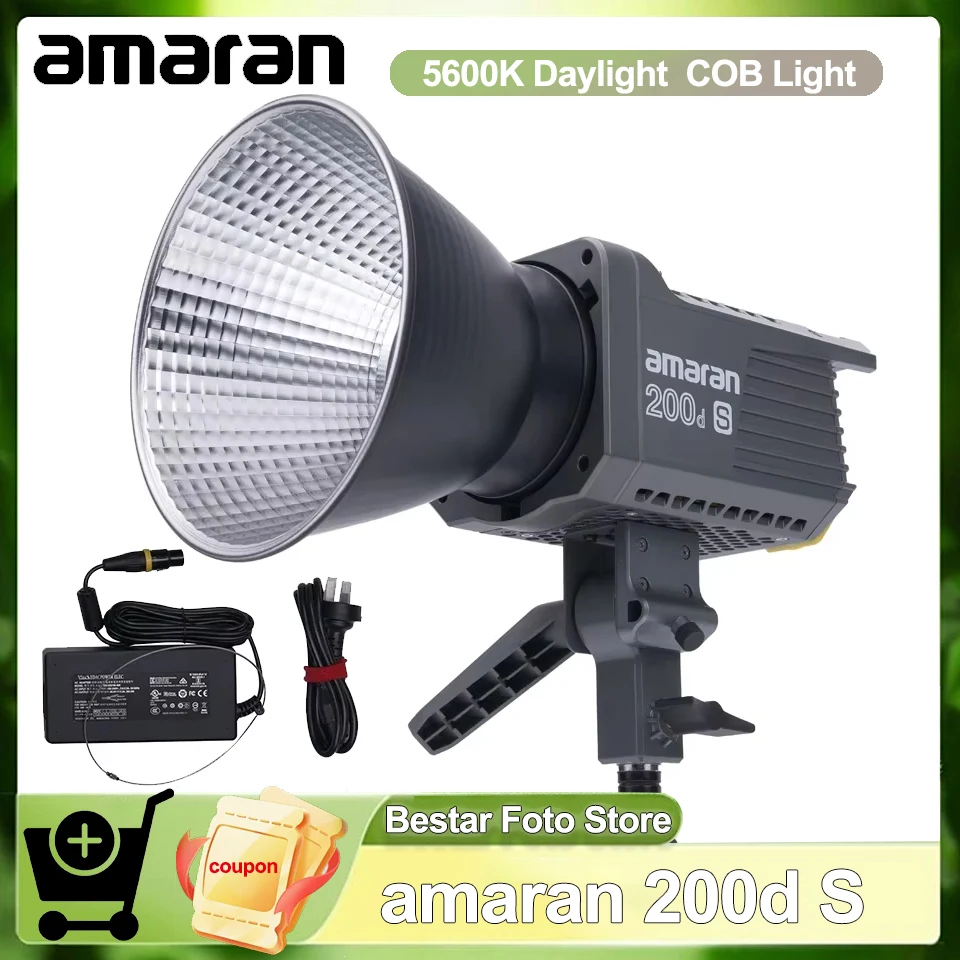 Amaran 200d S 5600K Daylight High Brightness 200W COB LED Photography Video Fill Light for Film Creating Lamp by Aputure