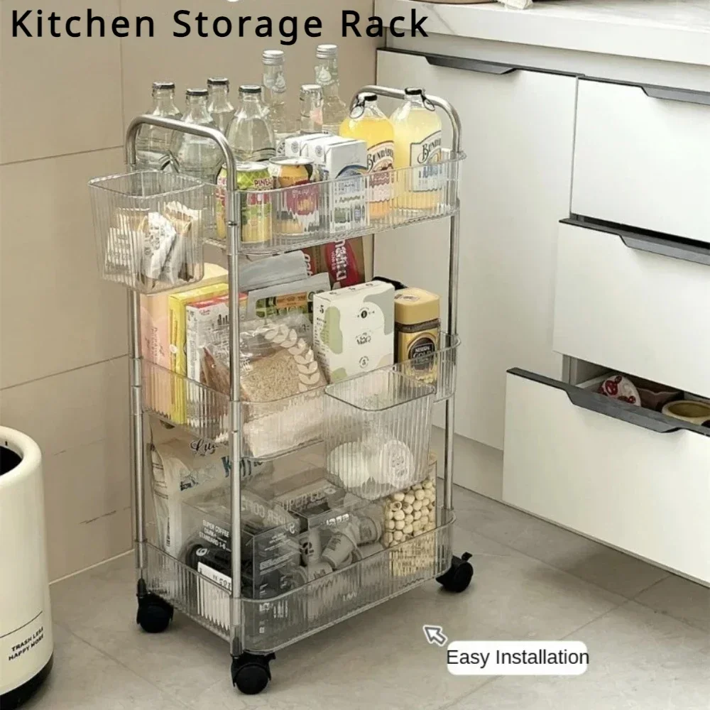 Transparent storage vehicle Beauty cart cosmetics basket bedroom living room snacks fruits storage rack household kitchen cart