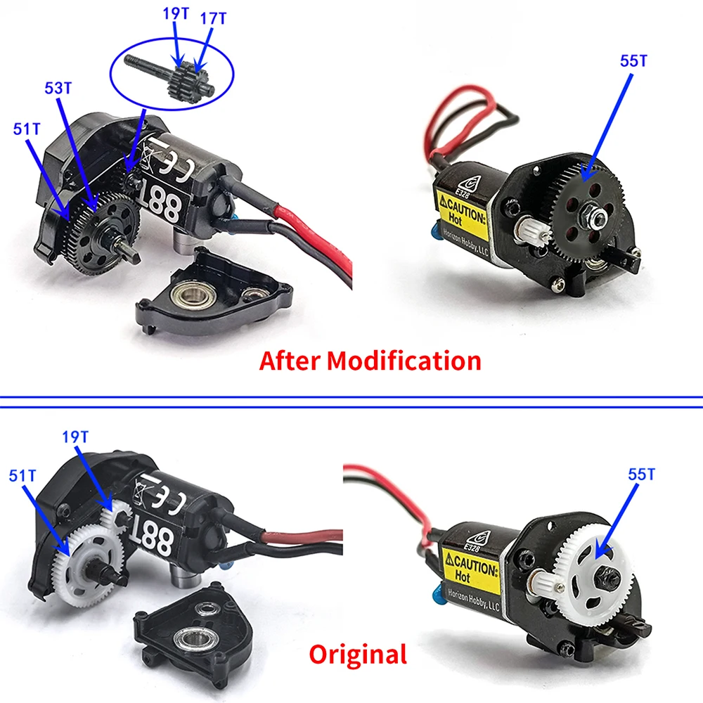 YEAHRUN Metal Complete Transmission Gearbox For 1/24 RC Crawler Car Axial SCX24 Deadbolt Gladiator Bronco  Wrangler  Base Camp