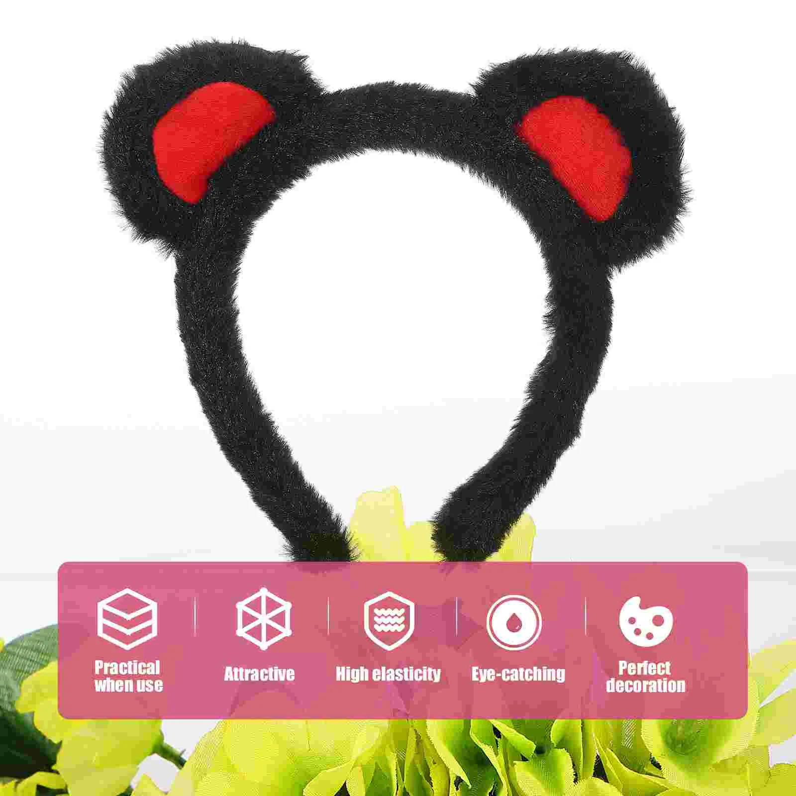 Bear Ears Headband Makeup Cosplay Headpiece Adult Mouse Halloween Fluffy Headbands for Women Costume Plush Miss Headdress