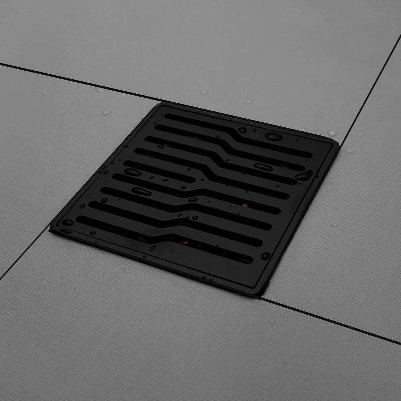 Stainless Steel Floor Drain Shower Room Washing Machine Square Brushed Gold Surface Black Wastes Hair Strainer Trap Floor Drain