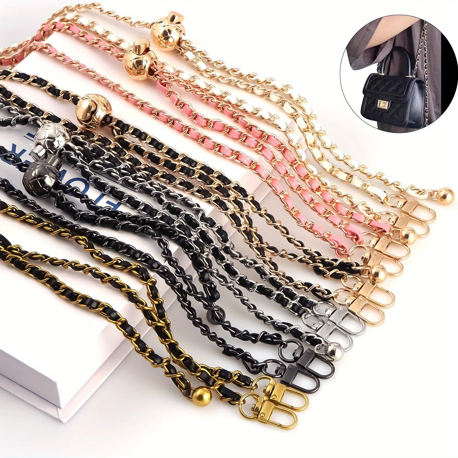 Regulowane paski do torebek 47 cali Metalowy pasek do torebki Łańcuch do torebki, zamiennik pasków do torebek na ramię Crossbody