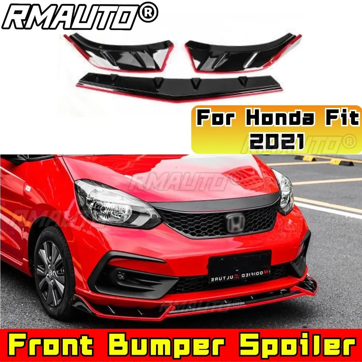 For Honda Fit Car Front Bumper Lip Splitter Diffuser Spoiler Bumper Guard Body Kit For Honda Fit 2021-2024 Car Accessories