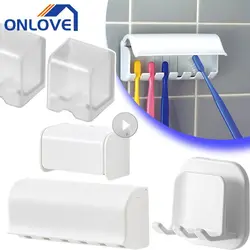 Wall-Mounted Espaço Saving Caixa De Armazenamento com Tampa Dustproof, Toothbrush Rack, Suporte Escova Elétrica, Organizador Do Banheiro