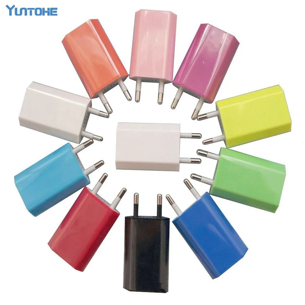 200pcs/lot high Quality New White 10 colors EU USB Wall Home Charger AC Adapter EU Plug EU usb Charger for iphone Cell phone