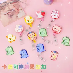 Kawai Dinosaur Bear Rabbit Retractable Badge Reel Nurse Doctor Students ID Name Cards Holder Clips Hospital Use Card Tools