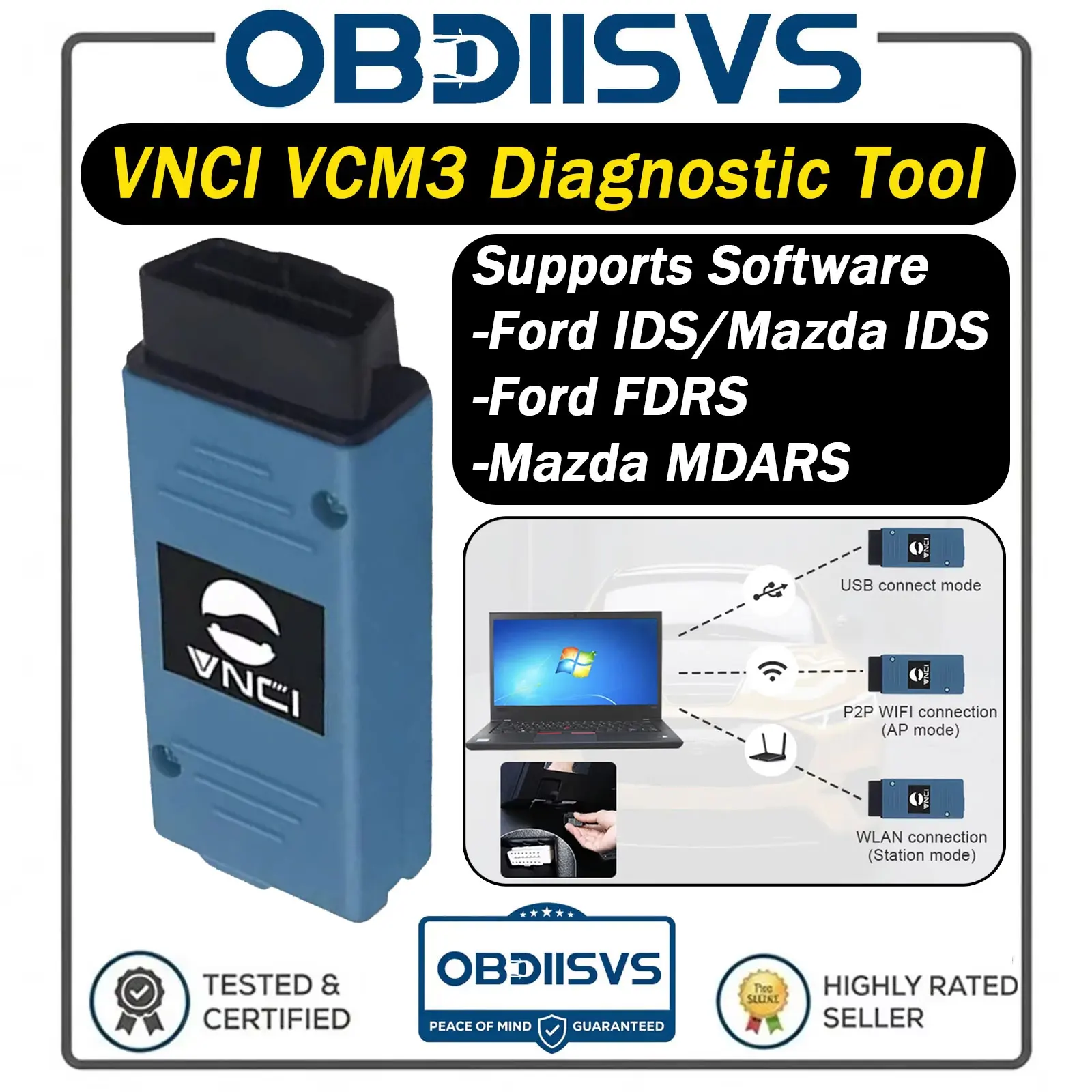 VNCI VCM3 Scanner For Ford Mazda Car Diagnostic Tool Support CAN FD DoIP with Original Driver Support IDS FDRS MADRS Software