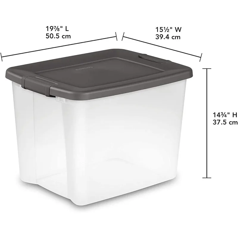 50 Qt ShelfTote, Stackable Storage Bin with Latching Lid, Plastic Container to Organize Closet Shelves