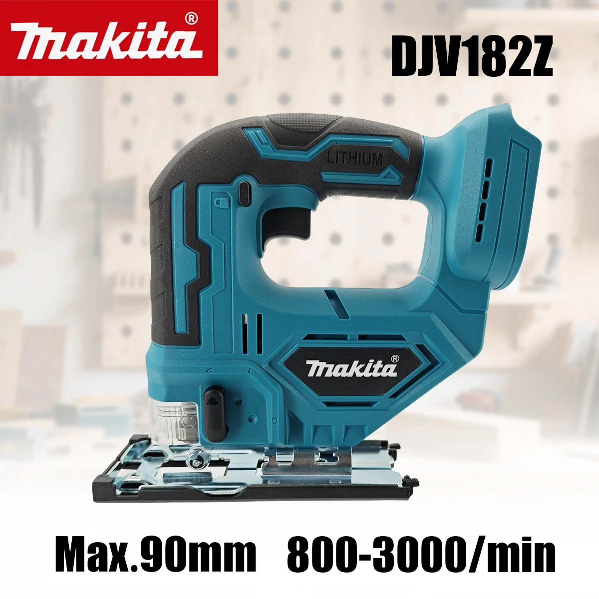 Scie sauteuse électrique sans fil Makita DJV182Z 18V à batterie lithium rechargeable, scie à courbes, scie multifonction pour le travail du bois