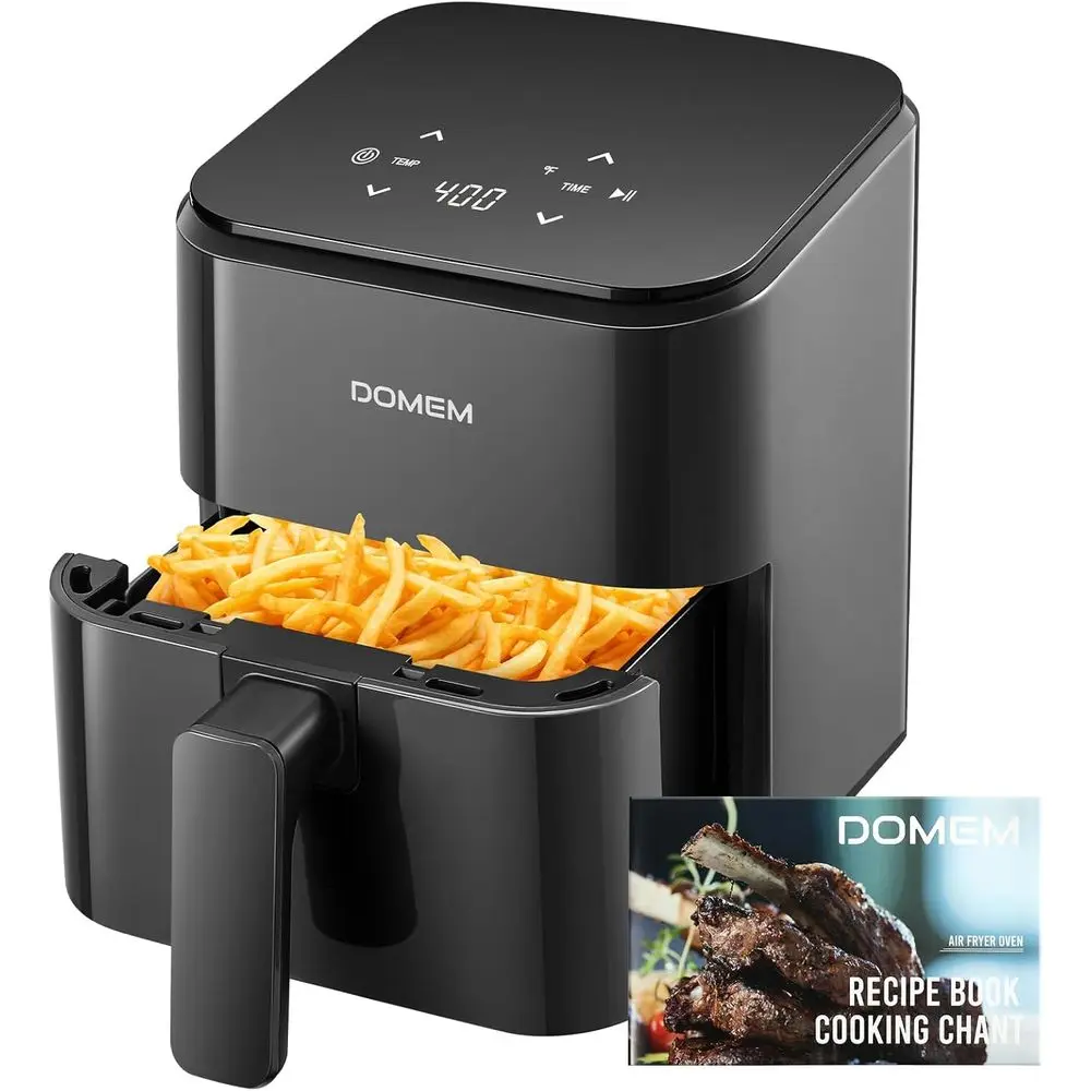 

Qt Compact Air Fryer with Non-Stick Basket and Rack, User-Friendly Simple Touch Controls, Cook in Simple Steps, Low-Oil Cooking,