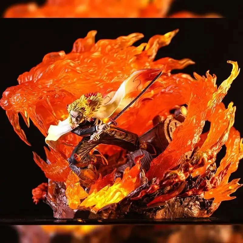 27Cm Demon Slayer Rengoku Kyoujurou Fire Pillar Anime Figuur Model Standbeeld Jongens Collectie Desktop Decoratie Ornament Speelgoed Geschenken