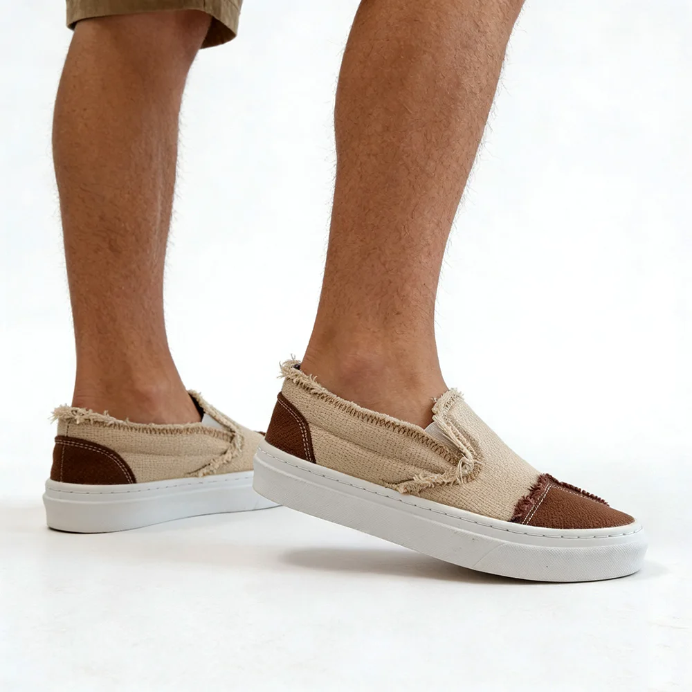 2026 Spring Summer Breathable Loafers Men Canvas Shoes Soft Casual Slip-On Brand Male Footwear Comfort Daily Driving Shoes DX956