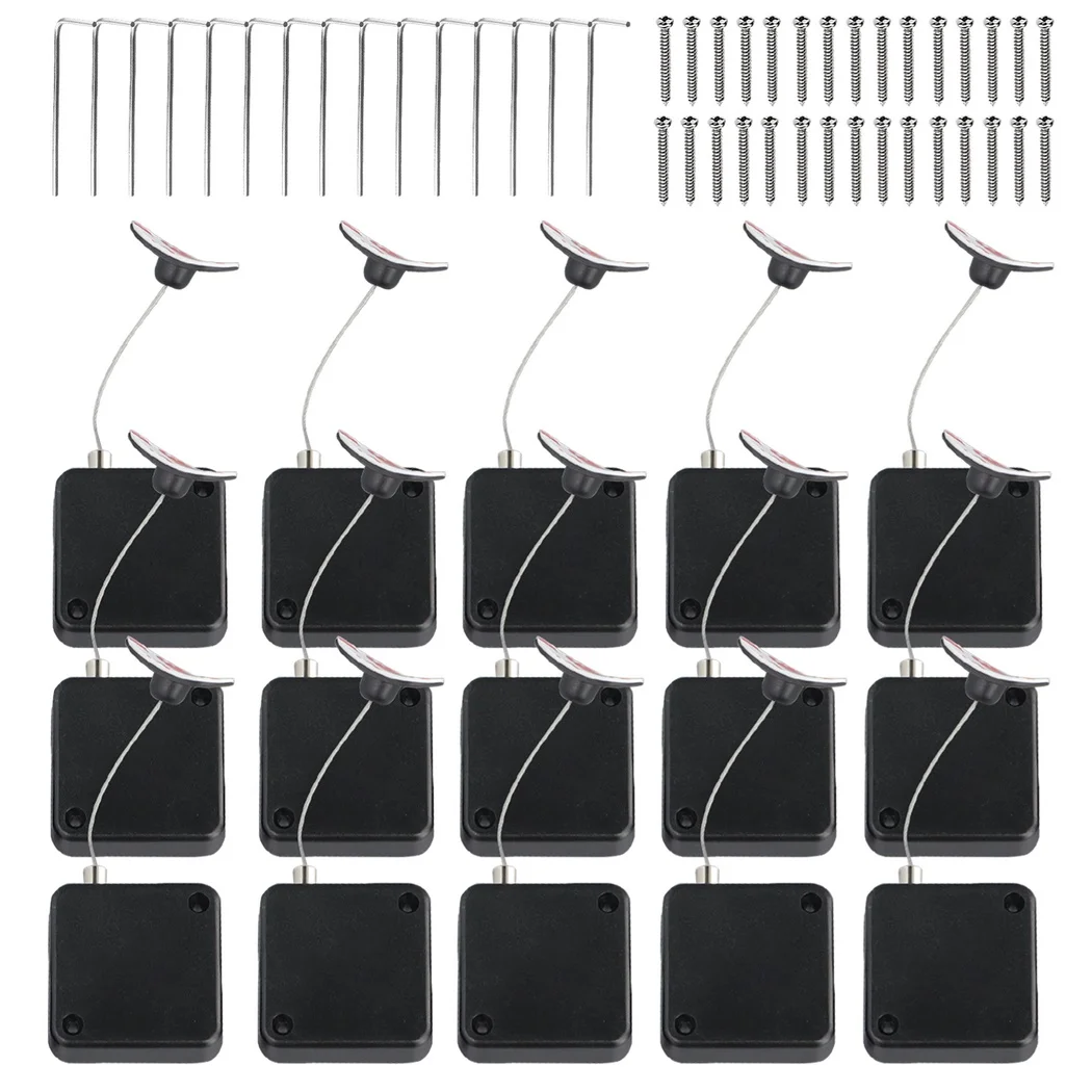 15Pcs Remote Control Anti-Lost Cable Locks Retractable Security Cable Lock Self-Adhesive Hardware Cable Lock For Curved Products