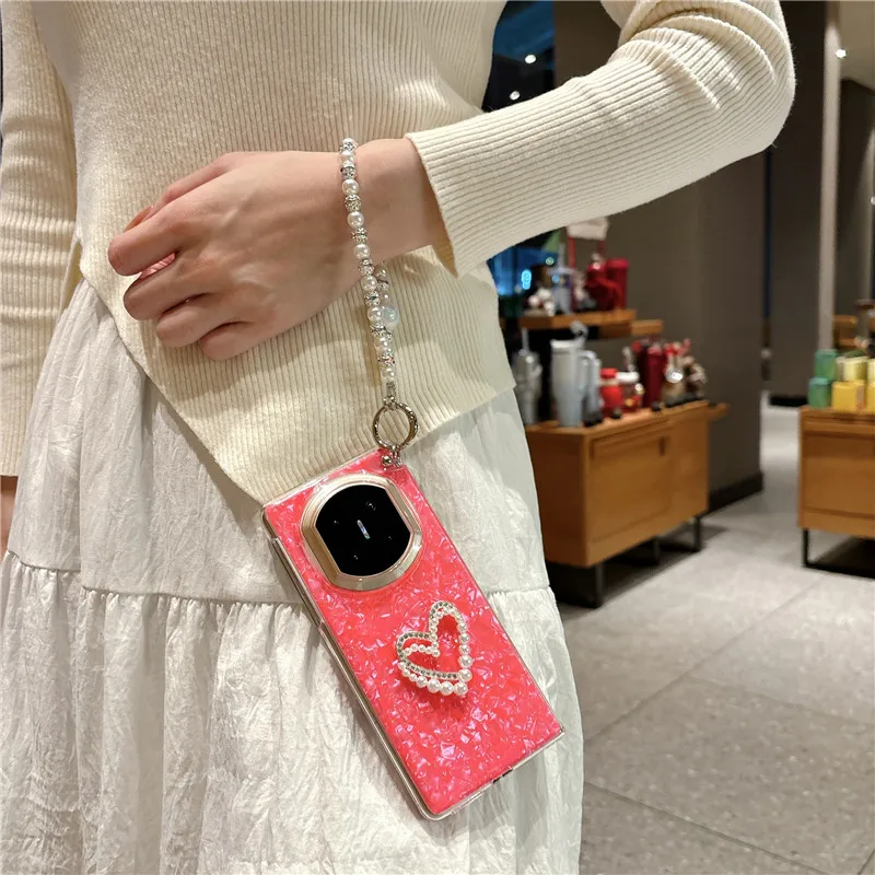 Diy Heart Pearl Bracelet PC Case For Huawei Mate X7 Case Mate X6 Cover Mate X5 Mate X3 Capa Mate X7 X6 X5 X3 Case view 4