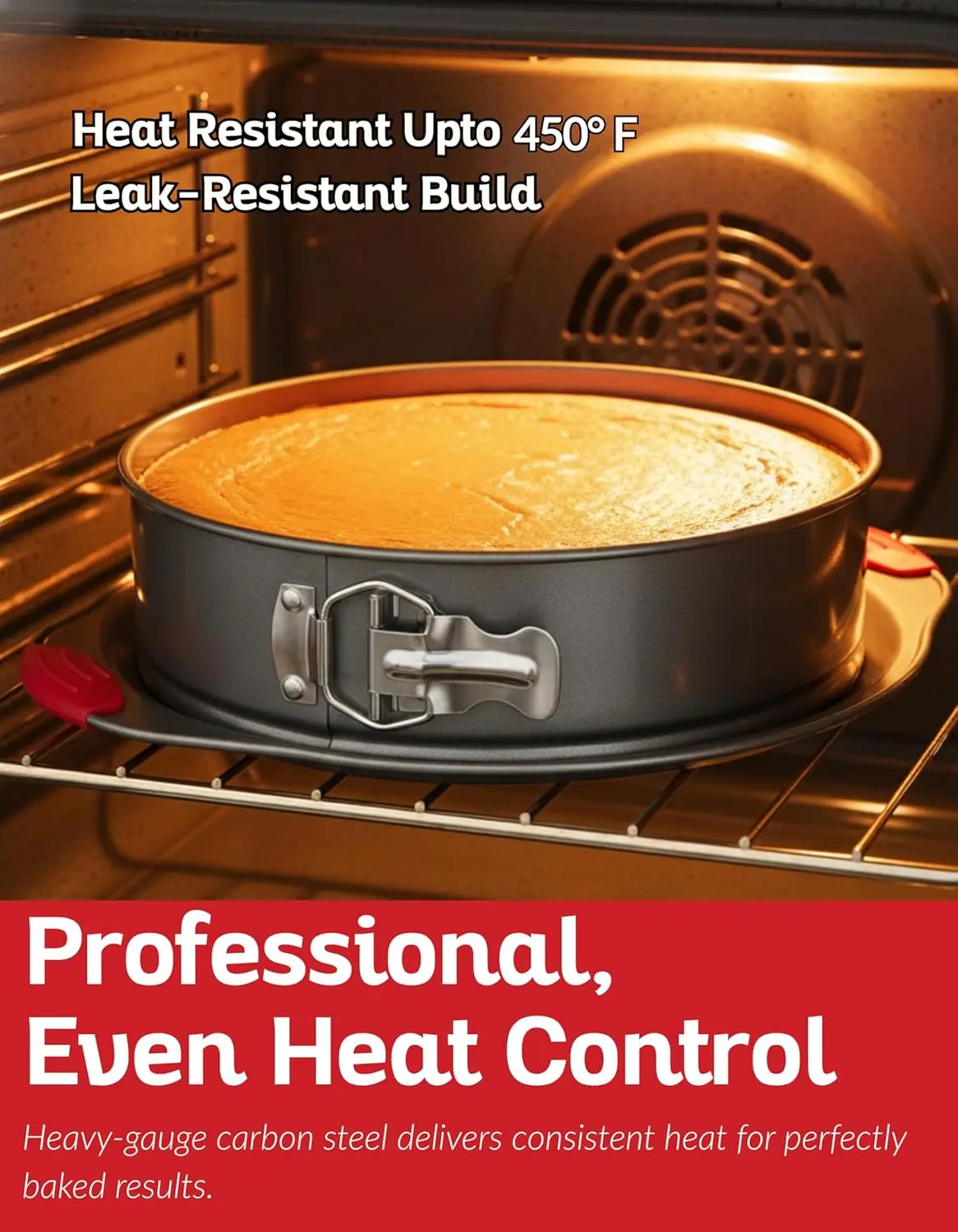 10 Inch Nonstick Springform Pan, Leakproof Cheesecake Baking Mold with Silicone Handles