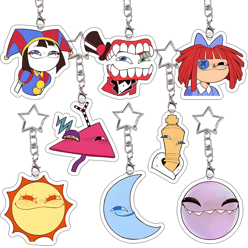

Amazing Circus Acrylic Keychain Pomni Caine Ragatha Gangle Bag Pendant Gloink Kawaii Student Keyring Birthday Gift