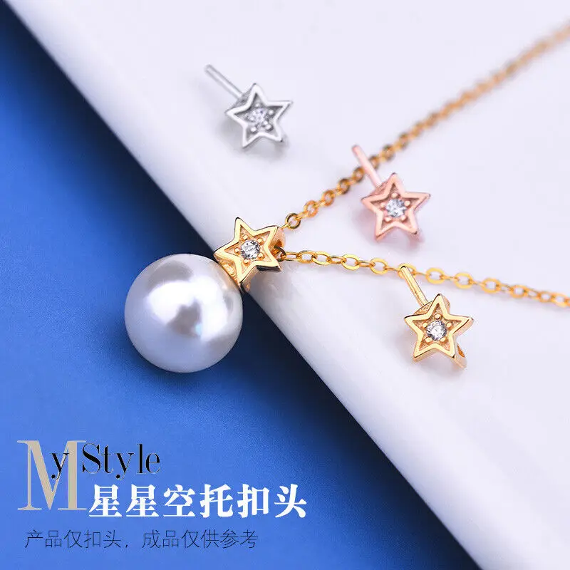 S925 Sterling Silver XINGX Inlaid Zircon Eardrop Frame Pearl Crystal Pendant Buckle Hand-Knitted Accessory DIY Accessories